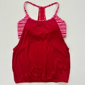 Nike Red and Pink Striped Tankini Size M